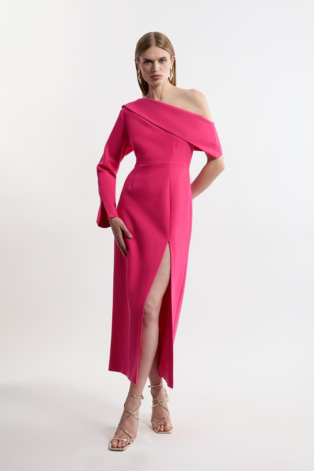 【Karen Millen】カラー ブロック テーラード ペンシルドレス Soft Tailored Color Block Panel High Neck Midi Dress | Karen